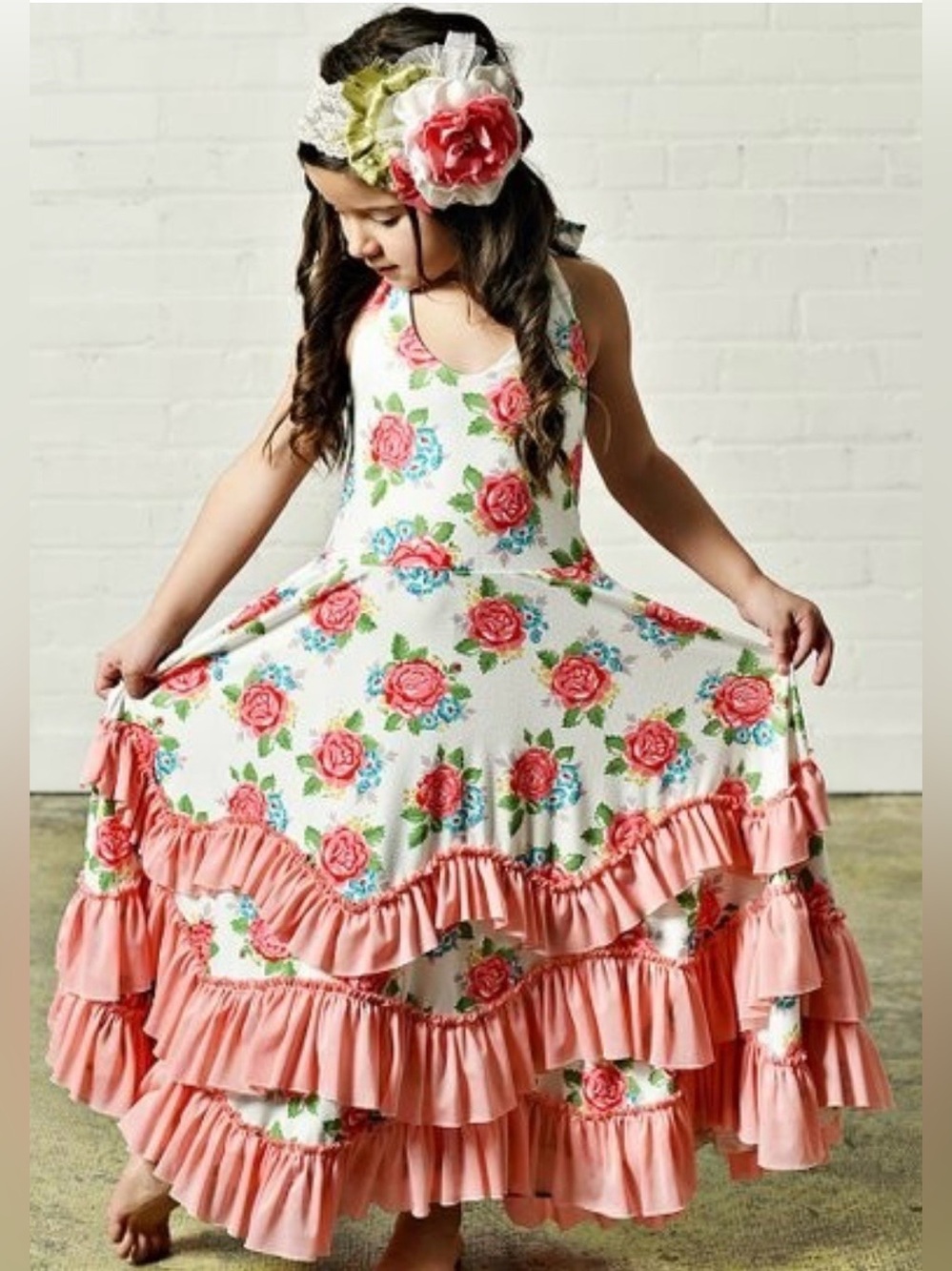Oopsie Daisy brand. Girls Flowy Ruffle Wrap Dress